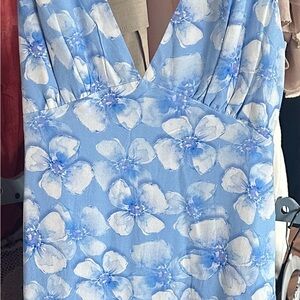 Floral Blue and White Dress